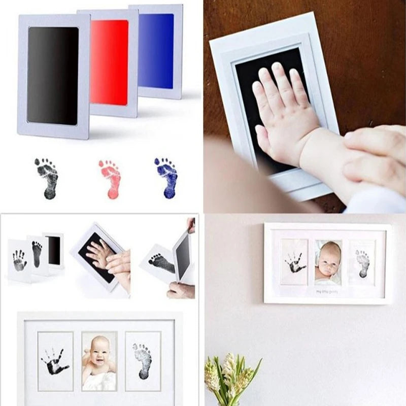 2pcs/set Newborn Baby DIY Hand Footprint Kit Ink Pads Photo Frame Handprint Toddlers Souvenir Accessories Safe Baby Shower Gift