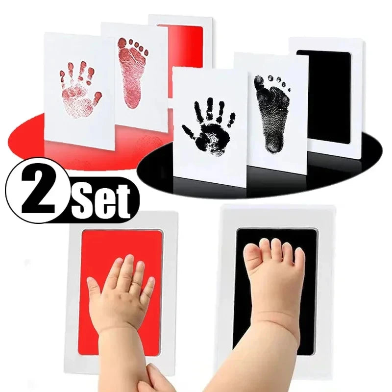 Neugeborenes Baby DIY Hand- und Fußabdruck-Set, Stempelkissen, Bilderrahmen, Handabdruck, Kleinkinder, Souvenir-Zubehör, sicheres, sauberes Babyparty-Geschenk