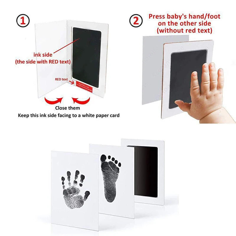 2pcs/set Newborn Baby DIY Hand Footprint Kit Ink Pads Photo Frame Handprint Toddlers Souvenir Accessories Safe Baby Shower Gift