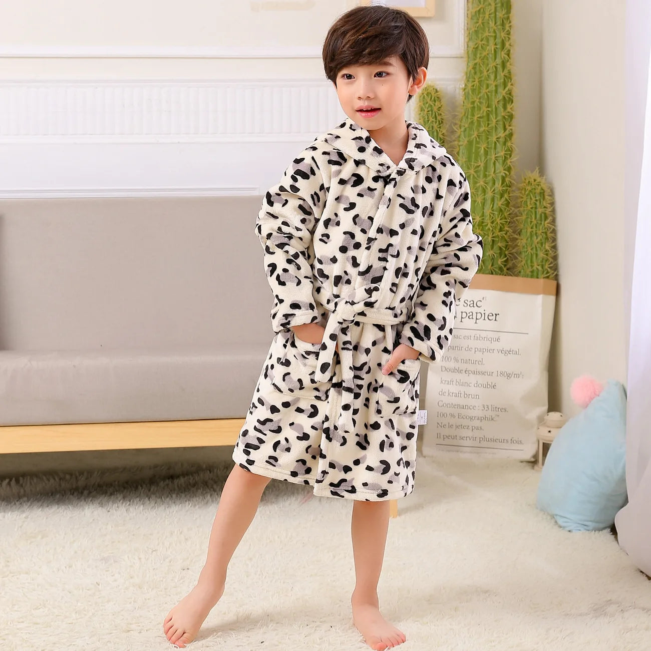 Children Bath Robes Flannel Winter Kids Sleepwear Robe Infant Pijamas Nightgown For Boys Girls Pajamas 10-2 Years Baby Clothes