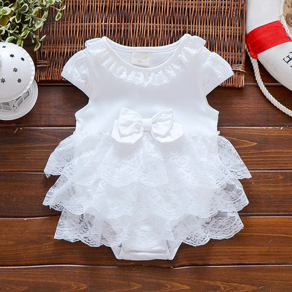 Newborn Baby summer bodysuit infant girls princess dress baby christening baptism gown party wedding 0-3 3-6 6-9 months bodysuit