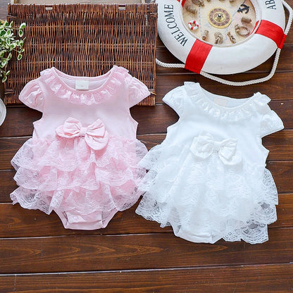 Neugeborenen Baby Sommer Body Säugling Mädchen Prinzessin Kleid Baby Taufe Taufe Kleid Party Hochzeit 0-3 3-6 6-9 Monate Body