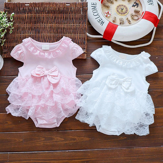 Neugeborenen Baby Sommer Body Säugling Mädchen Prinzessin Kleid Baby Taufe Taufe Kleid Party Hochzeit 0-3 3-6 6-9 Monate Body