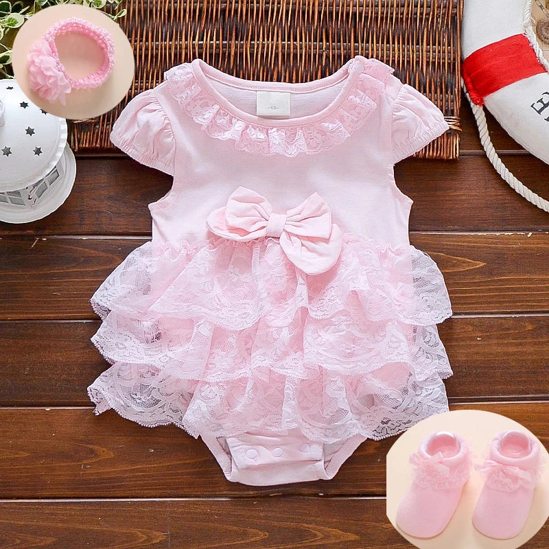 Neugeborenen Baby Sommer Body Säugling Mädchen Prinzessin Kleid Baby Taufe Taufe Kleid Party Hochzeit 0-3 3-6 6-9 Monate Body