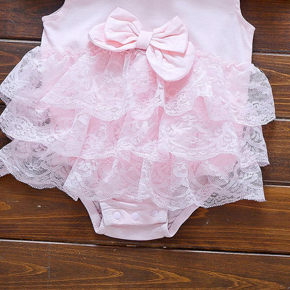 Newborn Baby summer bodysuit infant girls princess dress baby christening baptism gown party wedding 0-3 3-6 6-9 months bodysuit