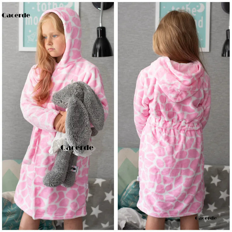 Children Bath Robes Flannel Winter Kids Sleepwear Robe Infant Pijamas Nightgown For Boys Girls Pajamas 10-2 Years Baby Clothes