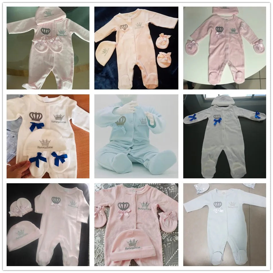 Baby Girl Clothes Set Boy Pijamas bebe fille with Hats Gloves Cotton Breathable Soft ropa bebe Newborn Sleepers Baby Pjiamas