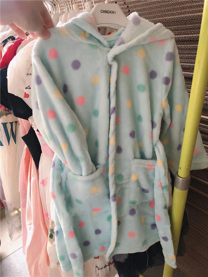 Children Bath Robes Flannel Winter Kids Sleepwear Robe Infant Pijamas Nightgown For Boys Girls Pajamas 10-2 Years Baby Clothes