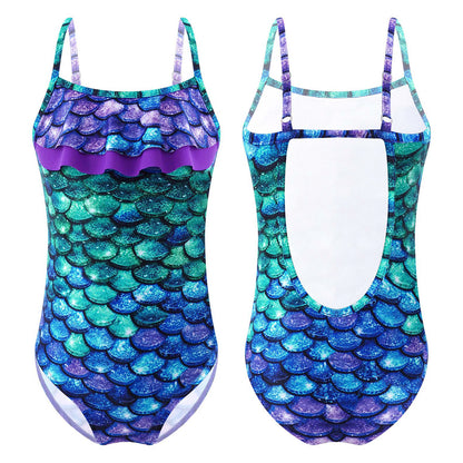 Kids Girls Lovely Mermaid Swimsuit Summer One Piece Swiming Suit Children Swimwear Beachwear Toddler Girls Princess Bikini