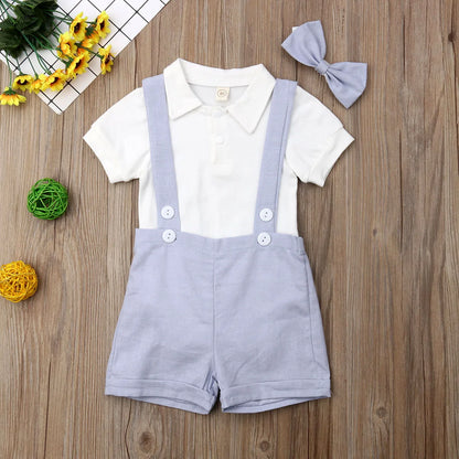 Newborn Baby Boys Kids Bow Gentleman Outfits Suit Tie Shirt Romper Suspenders Pants Wedding Party Clothes Overalls Boys Outfits