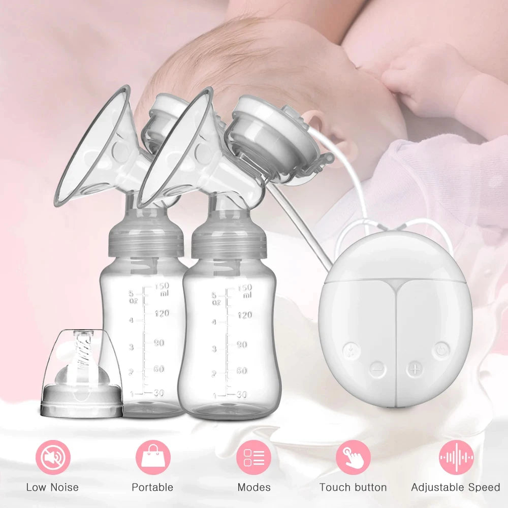 ZIMEITU Double Electric Breast Pumps Powerful Nipple Suction USB Electric Breast Pump with Baby Milk Bottle Cold Heat Pad Nippl