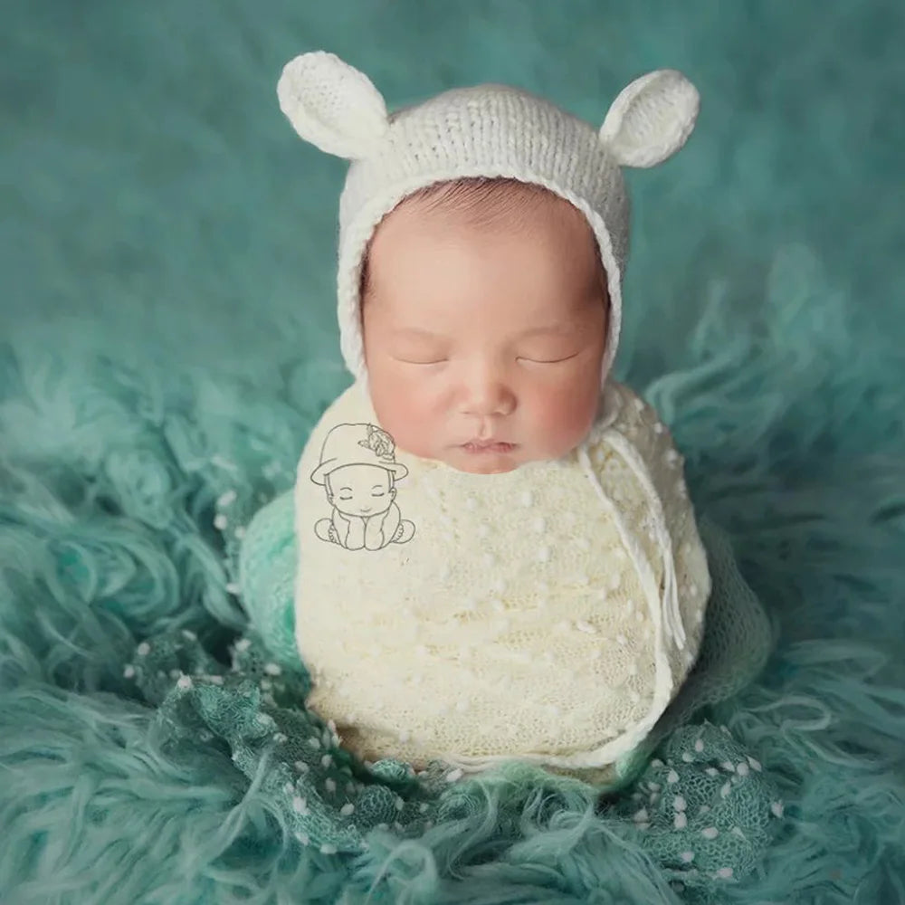 Don&Judy Soft Baby Girl Boy Photo Shoot Props Newborn Photography Swaddle Blanket Little Infant Bobble Picture Accessories 2023