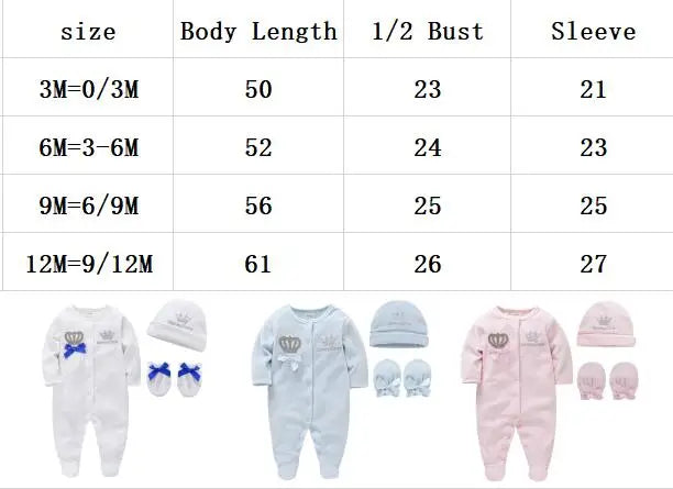 Baby Girl Clothes Set Boy Pijamas bebe fille with Hats Gloves Cotton Breathable Soft ropa bebe Newborn Sleepers Baby Pjiamas