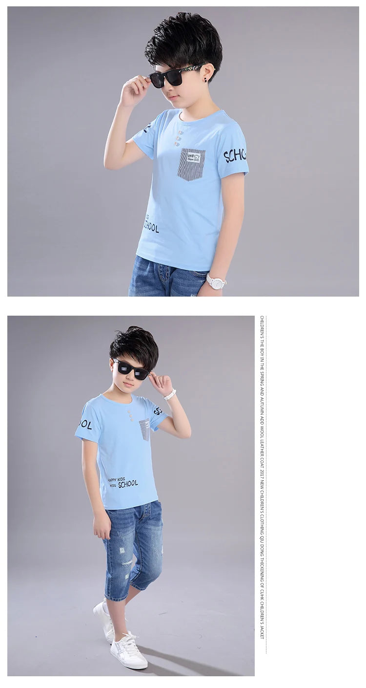 2024 Summer Baby Boy Cotton T-Shirt - Stylish Kids Tee for Ages 3-16 Years