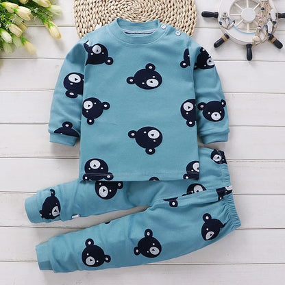 0-4 alter Kinder Tragen Herbst Baby Langarm Anzüge Mädchen Kleidung 2021 Druck Cartoon Baby Jungen Outfits Herbst winter Baby Pyjamas Set