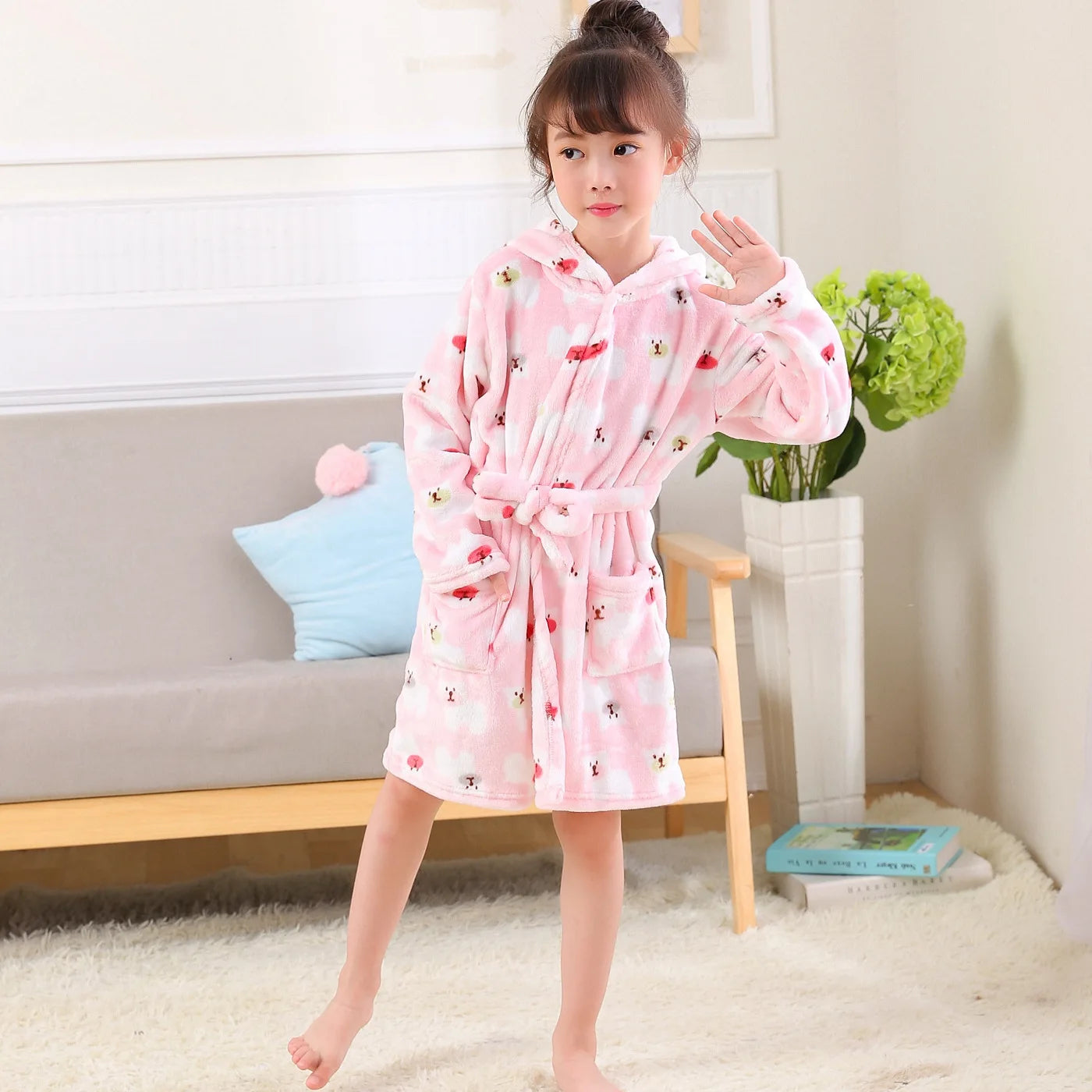 Children Bath Robes Flannel Winter Kids Sleepwear Robe Infant Pijamas Nightgown For Boys Girls Pajamas 10-2 Years Baby Clothes