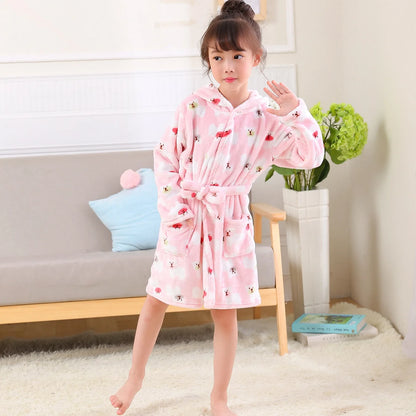 Children Bath Robes Flannel Winter Kids Sleepwear Robe Infant Pijamas Nightgown For Boys Girls Pajamas 10-2 Years Baby Clothes