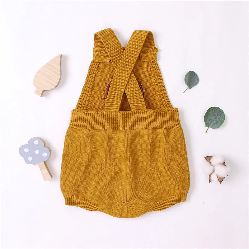 Citgeett Sommer Neugeborenen Baby Mädchen Ärmellose Overall Gestrickte Bestickte Regenbogen Grundlegende Bodysuit Ärmellose Rückenfreie Overalls