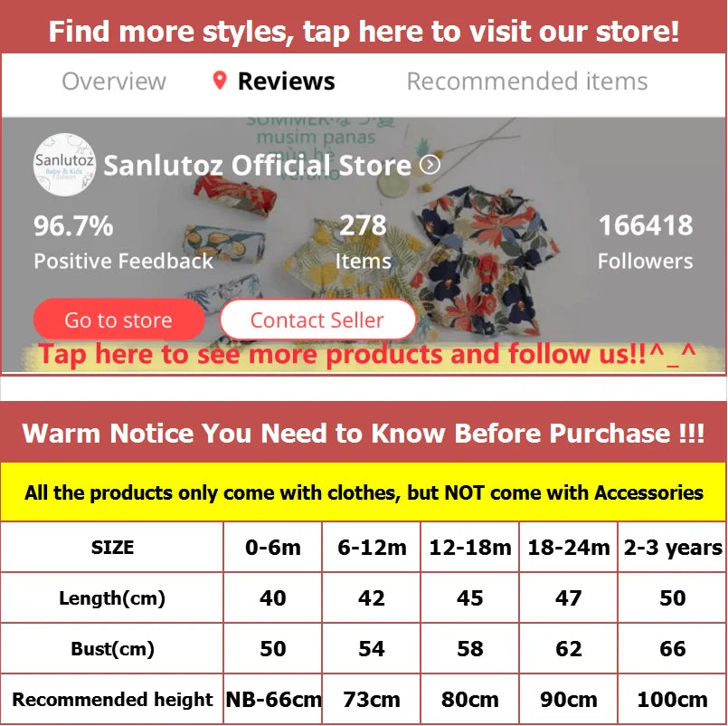 Sanlutoz Cute Infants Girls Bodysuits Cotton Summer Baby Clothing Newborn Outfits Fashion