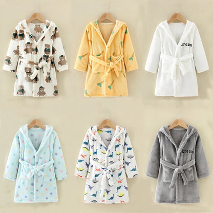 Children Bath Robes Flannel Winter Kids Sleepwear Robe Infant Pijamas Nightgown For Boys Girls Pajamas 10-2 Years Baby Clothes