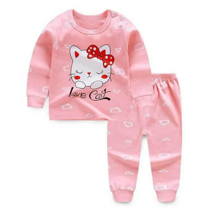 0-4 alter Kinder Tragen Herbst Baby Langarm Anzüge Mädchen Kleidung 2021 Druck Cartoon Baby Jungen Outfits Herbst winter Baby Pyjamas Set