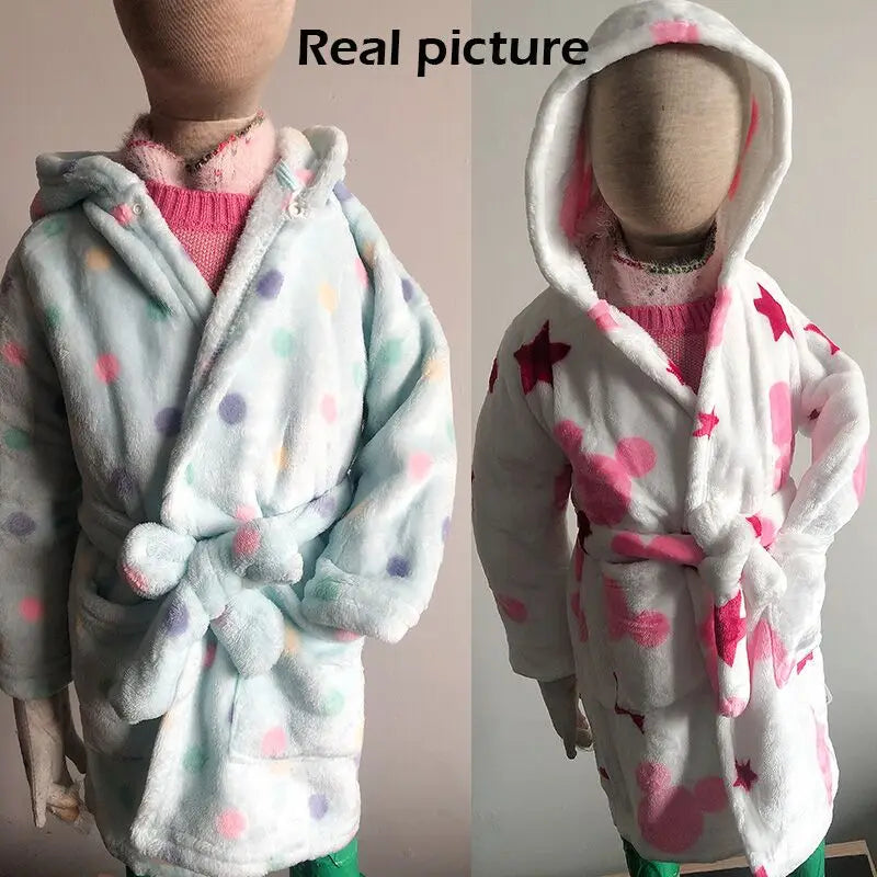 Children Bath Robes Flannel Winter Kids Sleepwear Robe Infant Pijamas Nightgown For Boys Girls Pajamas 10-2 Years Baby Clothes