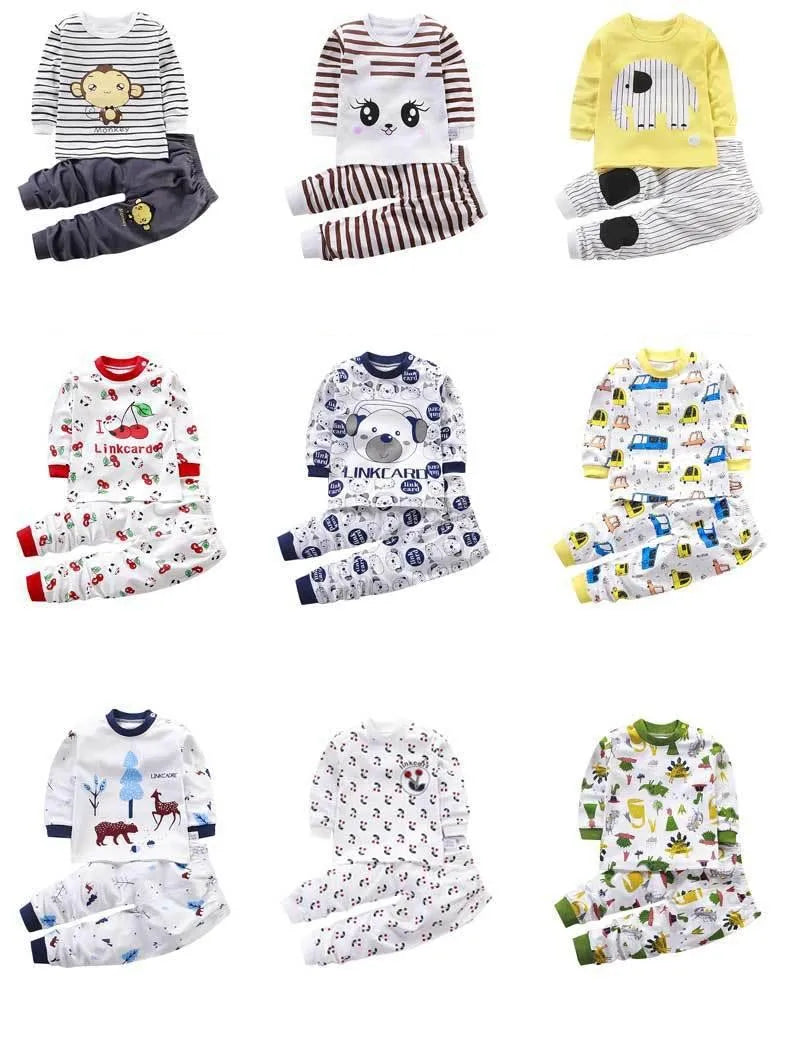 0-4 Age Kids Wear Autumn Baby Long Sleeve Suits Girl Clothes 2021 Print Cartoon Baby Boys Outfits Autumn Winter Baby Pajamas Set