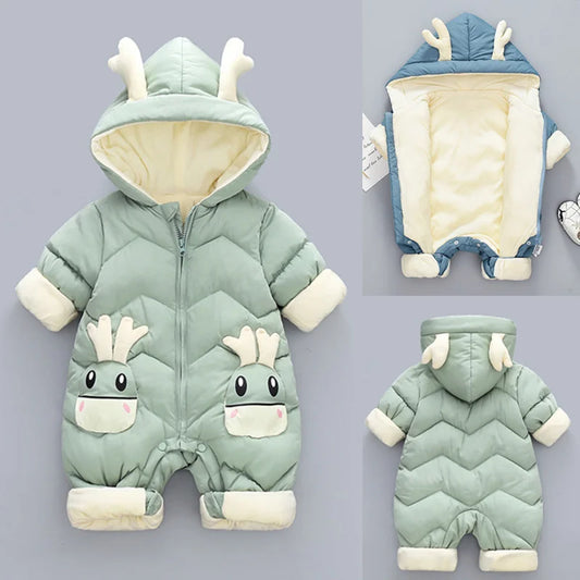 New born Warm Baby coat Winter Hooded Rompers Thick Jumpsuit Overalls Snowsuit Children Boys Clothing kids clothes DropShipping