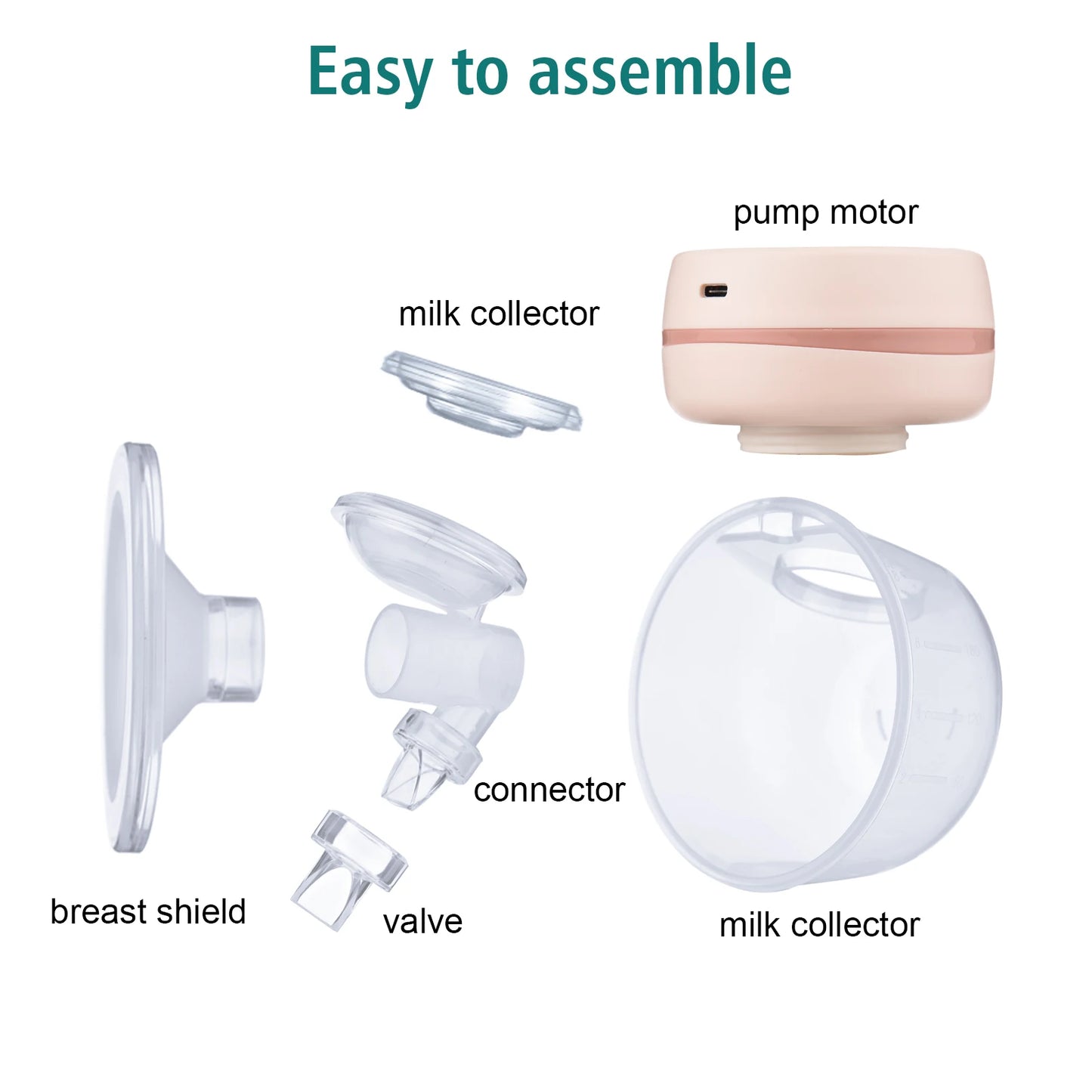 Einstellbare elektrische Milchpumpe, leise, tragbar, automatischer Melker, freihändiger, tragbarer Milchextraktor, über USB aufladbar, für zu Hause und unterwegs