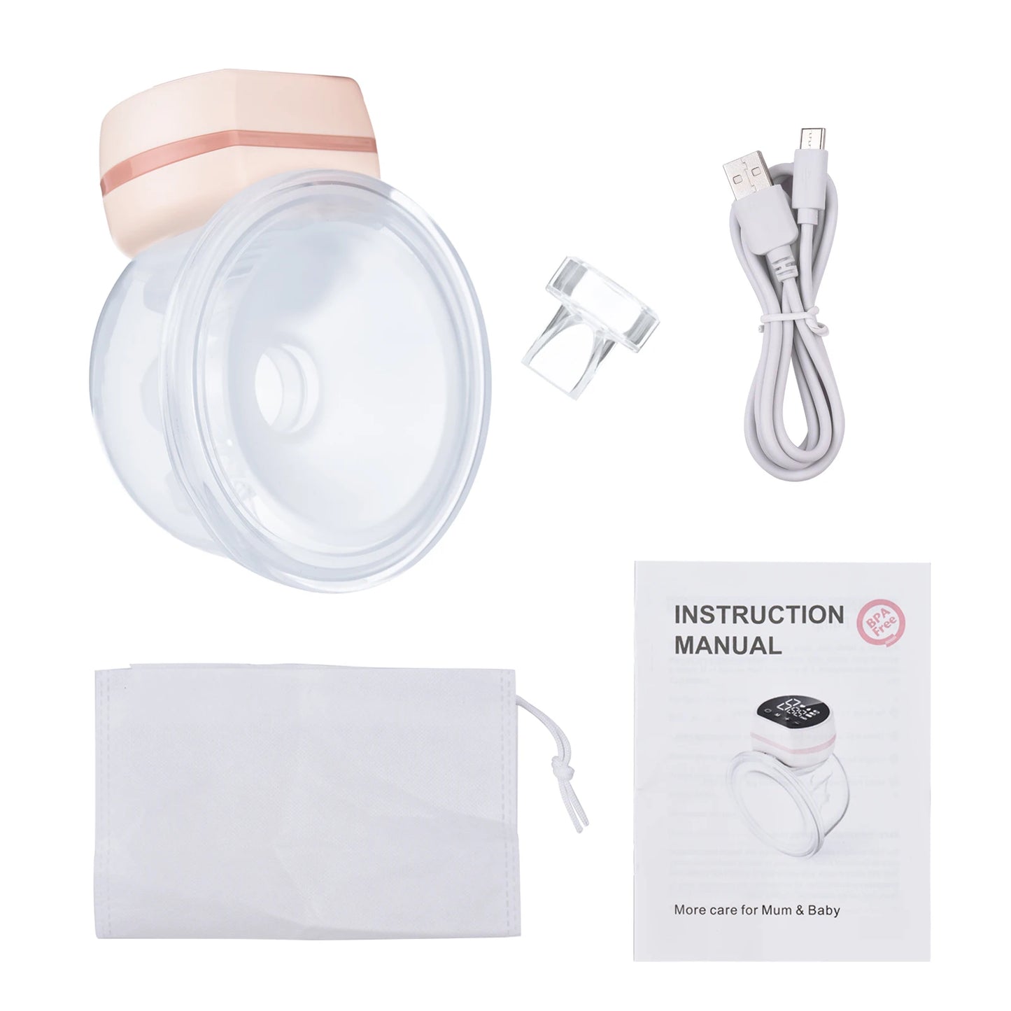 Adjustable Electric Breast Pump Silent Wearable Automatic Milker Hand-Free Portable Milk Extractor USB Chargable for Home Travel