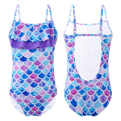 Kids Girls Lovely Mermaid Swimsuit Summer One Piece Swiming Suit Children Swimwear Beachwear Toddler Girls Princess Bikini