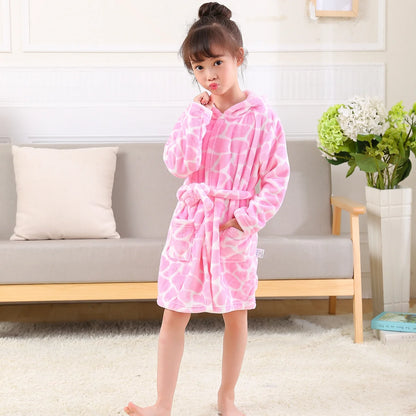 Children Bath Robes Flannel Winter Kids Sleepwear Robe Infant Pijamas Nightgown For Boys Girls Pajamas 10-2 Years Baby Clothes