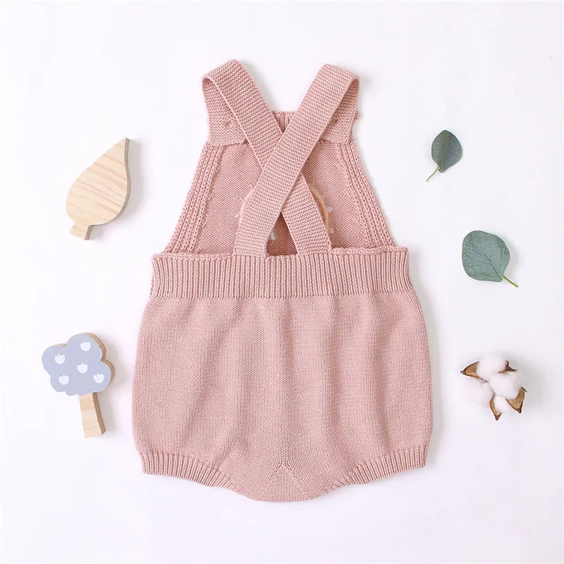 Citgeett Summer Newborn Baby Girls Sleeveless Jumpsuit Knitted Embroidered Rainbow Basic Bodysuit Sleeveless Backless Jumpsuits