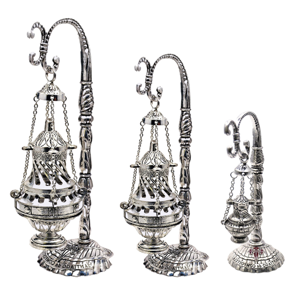 Ornate Charcoal Incense Burner Ash Catcher Censer Thurible Tabletop Decor