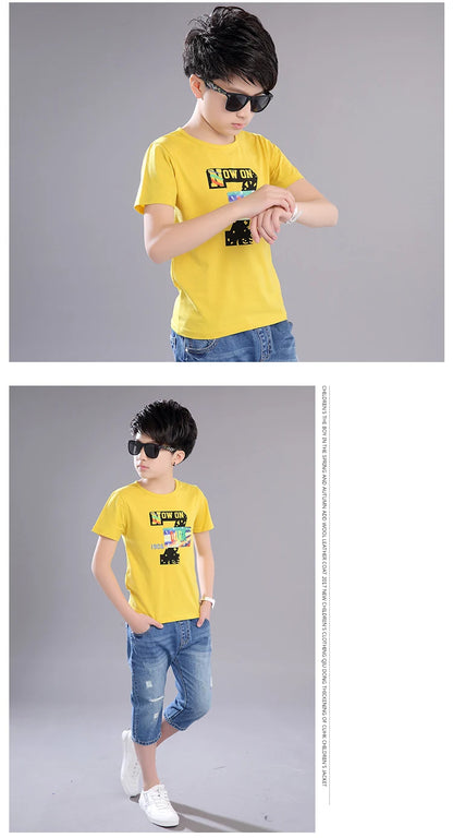 2024 Summer Baby Boy Cotton T-Shirt - Stylish Kids Tee for Ages 3-16 Years