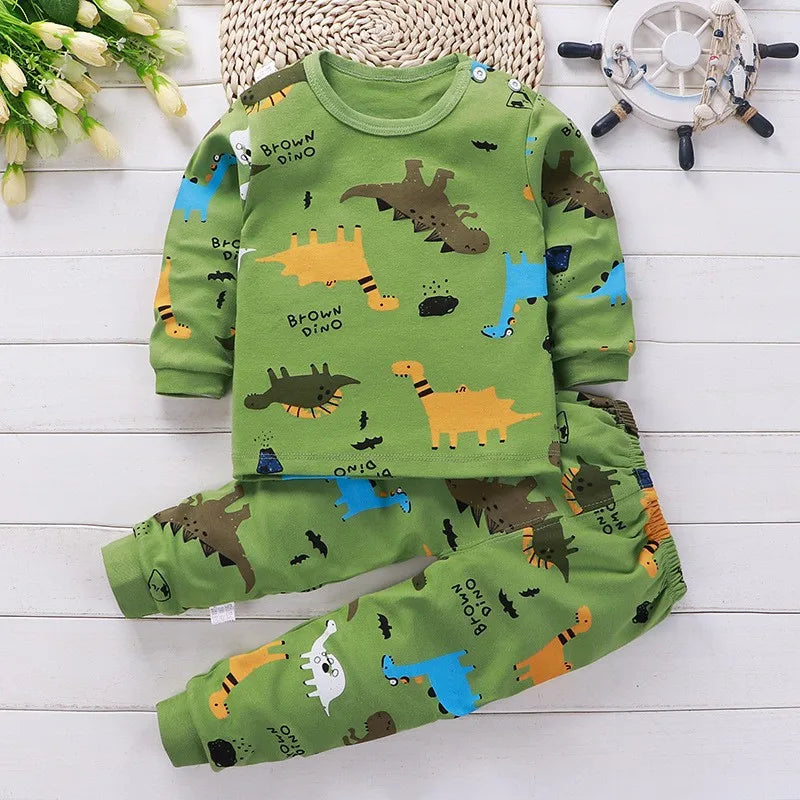 0-4 Age Kids Wear Autumn Baby Long Sleeve Suits Girl Clothes 2021 Print Cartoon Baby Boys Outfits Autumn Winter Baby Pajamas Set