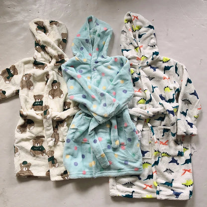 Children Bath Robes Flannel Winter Kids Sleepwear Robe Infant Pijamas Nightgown For Boys Girls Pajamas 10-2 Years Baby Clothes