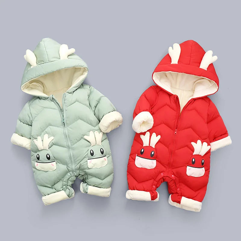 New born Warm Baby coat Winter Hooded Rompers Thick Jumpsuit Overalls Snowsuit Children Boys Clothing kids clothes DropShipping