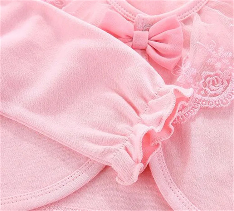 Cotton Newborn Baby Coat For Girls Bow Lace Princess Infant Coat  Wedding Birthday Party Toddler Baby Girls Outerwear Clothes