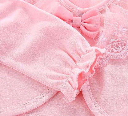 Cotton Newborn Baby Coat For Girls Bow Lace Princess Infant Coat  Wedding Birthday Party Toddler Baby Girls Outerwear Clothes