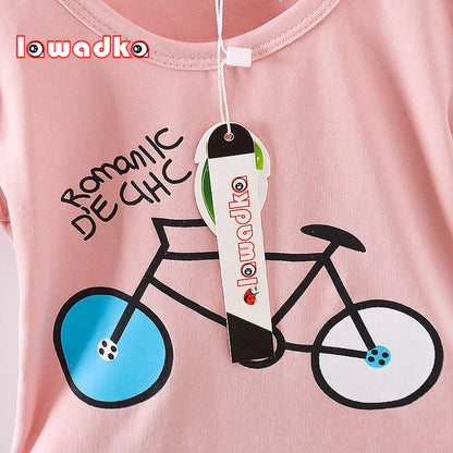 Sport Baby Girls Boys t-shirt Short Sleeve Bicycle Pattern t-shirts for boys Cotton Children Clothes Summer