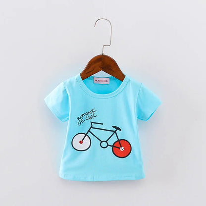 Sport Baby Mädchen Jungen T-Shirt Kurzarm Fahrrad Muster T-Shirts für Jungen Baumwolle Kinder Kleidung Sommer