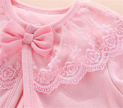 Cotton Newborn Baby Coat For Girls Bow Lace Princess Infant Coat  Wedding Birthday Party Toddler Baby Girls Outerwear Clothes