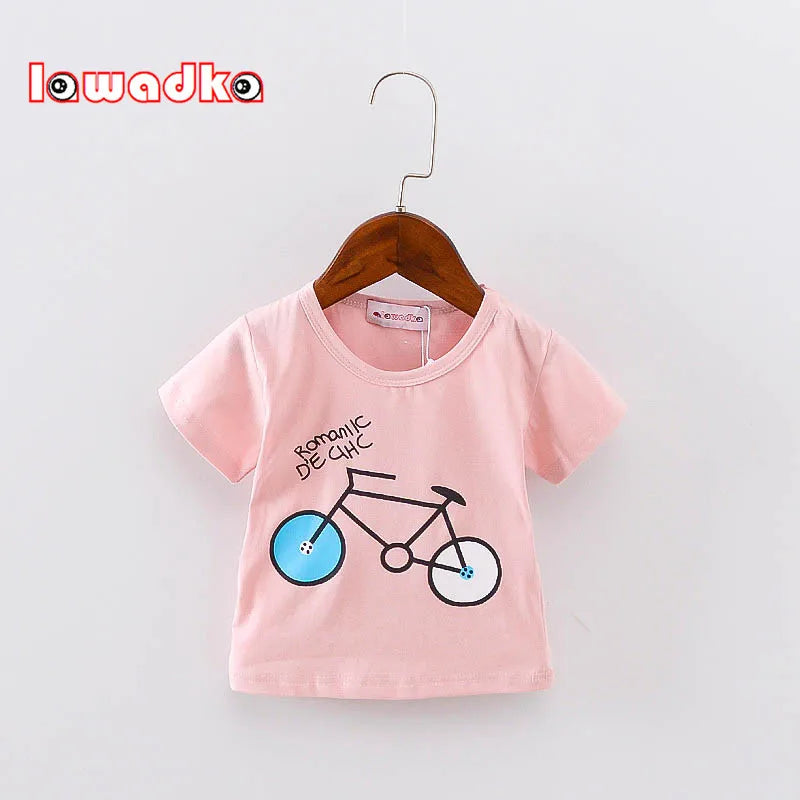 Sport Baby Girls Boys t-shirt Short Sleeve Bicycle Pattern t-shirts for boys Cotton Children Clothes Summer