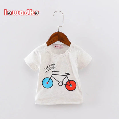 Sport Baby Mädchen Jungen T-Shirt Kurzarm Fahrrad Muster T-Shirts für Jungen Baumwolle Kinder Kleidung Sommer