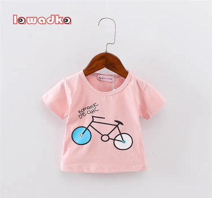 Sport Baby Mädchen Jungen T-Shirt Kurzarm Fahrrad Muster T-Shirts für Jungen Baumwolle Kinder Kleidung Sommer