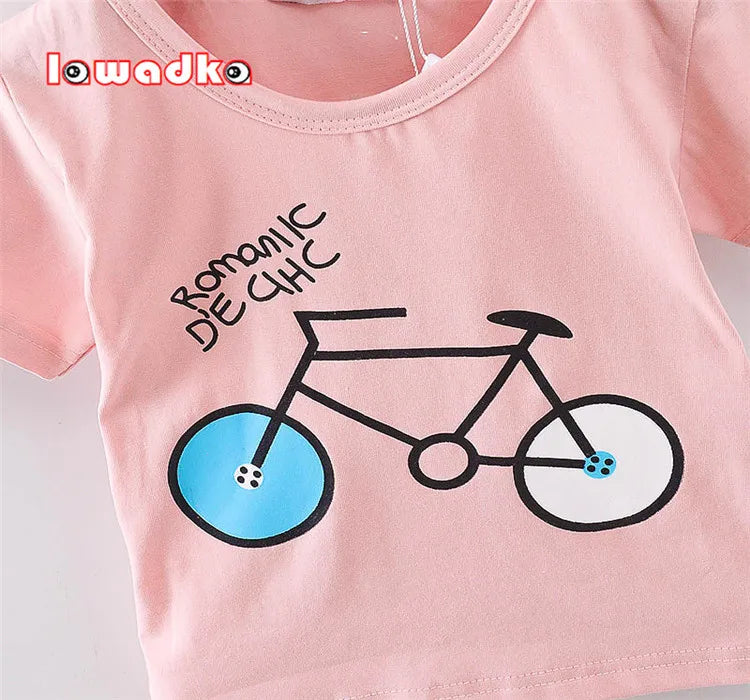 Sport Baby Girls Boys t-shirt Short Sleeve Bicycle Pattern t-shirts for boys Cotton Children Clothes Summer