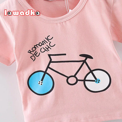 Sport Baby Girls Boys t-shirt Short Sleeve Bicycle Pattern t-shirts for boys Cotton Children Clothes Summer