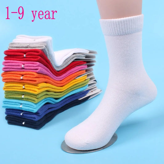 20 stück = 10 Paar Kinder Socken Frühling &amp; Herbst Baumwolle Hohe Qualität Candy Farben Mädchen Socken Mit Jungen Socken 1-9 jahre Kinder Socken