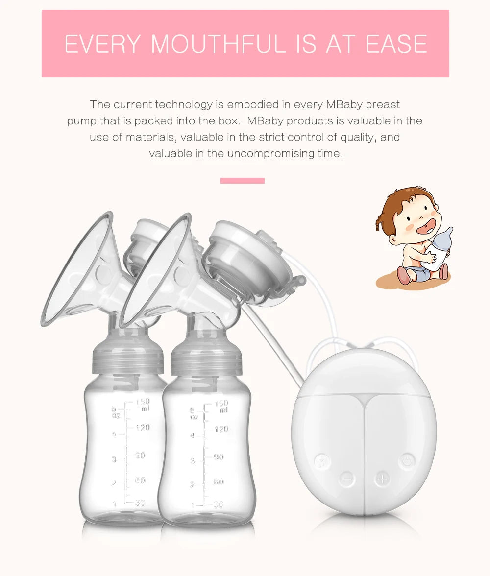 Breast Pump Bilateral Milk Pump Baby Bottle Postnatal Supplies Electric Milk Extractor Breast Pumps USB Powered Baby Breast Feed